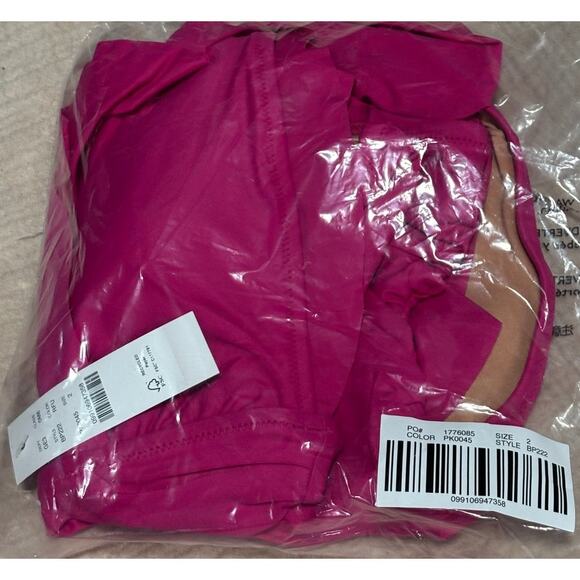 NWT J. Crew Ruched Ruffle One-Piece Swimsuit, Hot Pink, Size 2 - Picture 3 of 4